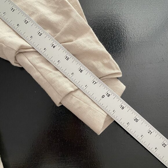 Scoop Linen Blend Scrunch Sleeve Blazer M Beige Jacket Shawl Collar Washable - Picture 11 of 13